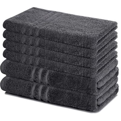 Lavea ® Badhanddoekenset, 6-delig, antraciet 100% katoen, 4 x handdoeken 50 x 100 cm, 2 x douchehanddoeken 70 x 140 cm, absorberend en duurzaam, voor thuis Lavea ® Badhanddoekenset, 6-delig, antraciet 100% katoen, 4 x handdoeken 50 x 100 cm, 2 x douchehanddoeken 70 x 140 cm, absorberend en duurzaam, voor thuis