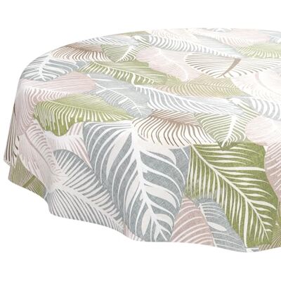 ANRO Afwasbaar tafelzeil Waterdicht Rond Afgesneden rand Motief met bloemen en bladeren Groen 120 cm ANRO Afwasbaar tafelzeil Waterdicht Rond Afgesneden rand Motief met bloemen en bladeren Groen 120 cm