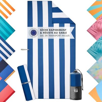 Blumtal Strandhanddoek XXL 90 x 190 cm compacte microvezel handdoek sneldrogende strandhanddoeken XXL strandlaken sporthanddoek grote strandhanddoek blauwe strepen Blumtal Strandhanddoek XXL 90 x 190 cm compacte microvezel handdoek sneldrogende strandhanddoeken XXL strandlaken sporthanddoek grote strandhanddoek blauwe strepen