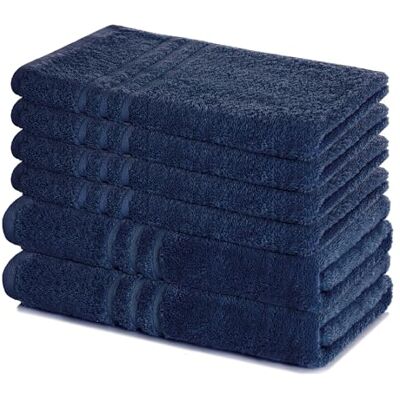 Lavea ® Badhanddoekenset, 6-delig, marineblauw 100% katoen, 4 x handdoeken 50 x 100 cm, 2 x douchehanddoeken 70 x 140 cm, absorberend en duurzaam, voor thuis Lavea ® Badhanddoekenset, 6-delig, marineblauw 100% katoen, 4 x handdoeken 50 x 100 cm, 2 x douchehanddoeken 70 x 140 cm, absorberend en duurzaam, voor thuis