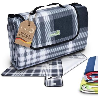Beautissu Picknickdeken, waterdicht, tafelkleed, picknick, draagbaar, plaid 200 x 200 cm, antraciet, strandmat met handgreep, camping, tuin, isolerend, XXL, outdoor, Bella Beautissu Picknickdeken, waterdicht, tafelkleed, picknick, draagbaar, plaid 200 x 200 cm, antraciet, strandmat met handgreep, camping, tuin, isolerend, XXL, outdoor, Bella