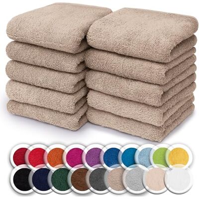 NatureMark 10 stuks washandjes 100% katoen badstof washandjes afmetingen: 30 x 30 cm badstof handdoeken in 10 stuks kleur: zand/beige NatureMark 10 stuks washandjes 100% katoen badstof washandjes afmetingen: 30 x 30 cm badstof handdoeken in 10 stuks kleur: zand/beige