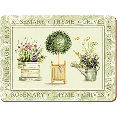 Creative Set van 4 hoogwaardige rechthoekige placemats met kurken achterkant, Topiary collectie, 4 placemats van elk 40 cm x 29 cm Creative Set van 4 hoogwaardige rechthoekige placemats met kurken achterkant, Topiary collectie, 4 placemats van elk 40 cm x 29 cm