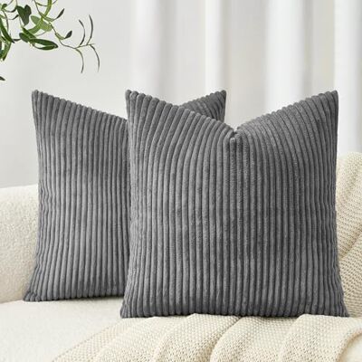 Topfinel Corduroy kussensloop, set van 2 decoratieve kussenslopen voor woonkamer, slaapkamer, met onzichtbare rits, 50 x 50 cm, antracietgrijs Topfinel Corduroy kussensloop, set van 2 decoratieve kussenslopen voor woonkamer, slaapkamer, met onzichtbare rits, 50 x 50 cm, antracietgrijs