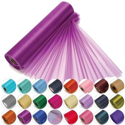 Trimming Shop Transparante organza rol met lovertjes voor trouwzaal, strik en stoelsjaal, tafelloper, Kerstmis, feestdecoratie, paars, 29 cm x 25 m Trimming Shop Transparante organza rol met lovertjes voor trouwzaal, strik en stoelsjaal, tafelloper, Kerstmis, feestdecoratie, paars, 29 cm x 25 m