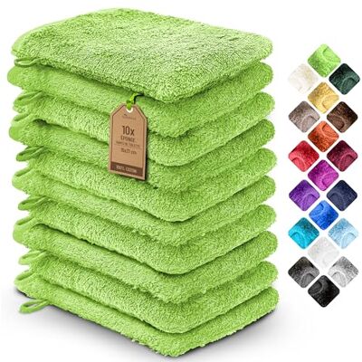 NatureMark Set Van 10 Washandjes, 100% Katoen, 15 X 21 cm, Appelgroen NatureMark Set Van 10 Washandjes, 100% Katoen, 15 X 21 cm, Appelgroen