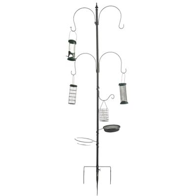 Relaxdays Vogelvoederhuis 6-in-1 met grondpen voor water en voer, mand, zaaddispenser, staal, voederkolom, grijs Relaxdays Vogelvoederhuis 6-in-1 met grondpen voor water en voer, mand, zaaddispenser, staal, voederkolom, grijs
