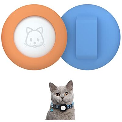 SimpleThings 2 stuks waterdichte siliconen hoes voor Apple Airtag halsband voor katten en honden onder 9,5 mm, oranje en hemelsblauw SimpleThings 2 stuks waterdichte siliconen hoes voor Apple Airtag halsband voor katten en honden onder 9,5 mm, oranje en hemelsblauw