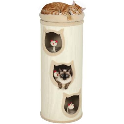 Pawhut Krabton 96 cm, krabtoren van sisal en pluche rand, 3 niveaus met Pluche rand, 3 niveaus met platform, krabpaal voor kleine en grote katten, perfect voor klauwen en spel Pawhut Krabton 96 cm, krabtoren van sisal en pluche rand, 3 niveaus met Pluche rand, 3 niveaus met platform, krabpaal voor kleine en grote katten, perfect voor klauwen en spel