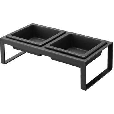 YAMAZAKI 4745 voederbakset met houder voor katten en kleine honden, 300 ml, staal, keramiek, zwart, L 29 x B 15,5 x H 10 cm YAMAZAKI 4745 voederbakset met houder voor katten en kleine honden, 300 ml, staal, keramiek, zwart, L 29 x B 15,5 x H 10 cm