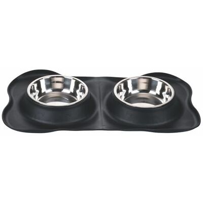 GALILEO Dubbele stalen kom dieren met antislip rubberen mat GALILEO Dubbele stalen kom dieren met antislip rubberen mat