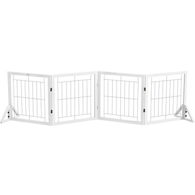 Pawhut Veiligheidshek voor honden, 4 panelen, opvouwbaar, huisdierhek, van hout, afmetingen: 280 x 44 x 70 cm, wit Pawhut Veiligheidshek voor honden, 4 panelen, opvouwbaar, huisdierhek, van hout, afmetingen: 280 x 44 x 70 cm, wit