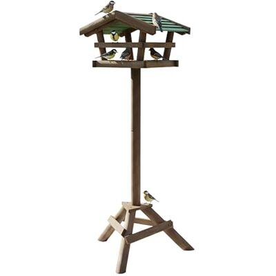 Relaxdays Vogelhuisje van hout op voet, decoratief vogelhuisje voor tuin/terras, 100 x 37 x 28 cm, groen dak Relaxdays Vogelhuisje van hout op voet, decoratief vogelhuisje voor tuin/terras, 100 x 37 x 28 cm, groen dak
