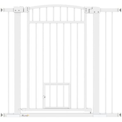 Pawhut Veiligheidshek voor honden, uittrekbaar, 76-104 x 95 cm, trap- en deurhekje met dubbel vergrendelingssysteem, montage door druk of boren, barrière voor honden en katten, wit Pawhut Veiligheidshek voor honden, uittrekbaar, 76-104 x 95 cm, trap- en deurhekje met dubbel vergrendelingssysteem, montage door druk of boren, barrière voor honden en katten, wit