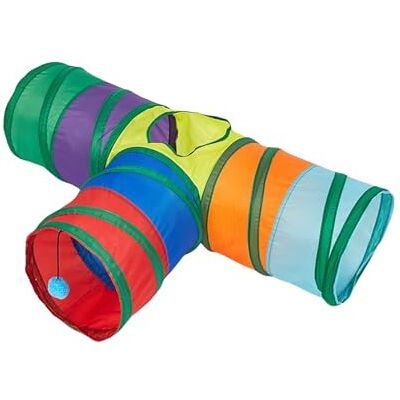 Orangety Kattenspeelgoed, opvouwbare regenboogtunnel, kleurrijke strepen met groene accenten, interactief speelgoed voor huisdieren Orangety Kattenspeelgoed, opvouwbare regenboogtunnel, kleurrijke strepen met groene accenten, interactief speelgoed voor huisdieren