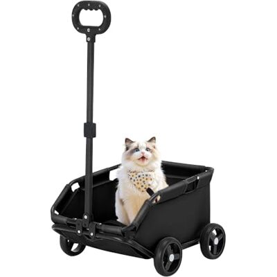 homewell Opvouwbare hondenwagen met 4 wielen, draagbare kinderwagen voor huisdieren, trolley voor honden en katten, met telescopische handgreep, 51 x 35 x 31 cm (zwart) homewell Opvouwbare hondenwagen met 4 wielen, draagbare kinderwagen voor huisdieren, trolley voor honden en katten, met telescopische handgreep, 51 x 35 x 31 cm (zwart)