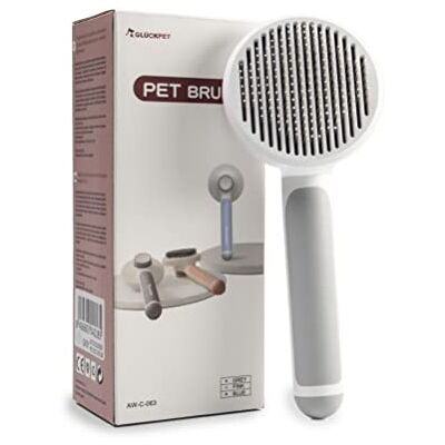 GLÜCKPET borstel voor honden en katten, grijs, voor het verzamelen van dierenharen, zelfreinigend GLÜCKPET borstel voor honden en katten, grijs, voor het verzamelen van dierenharen, zelfreinigend