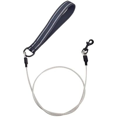 DONGKER Hondenriem van staal met gevoerde handgreep van zacht nylon, reflecterend, voor kleine, middelgrote en grote honden, 1,2 m DONGKER Hondenriem van staal met gevoerde handgreep van zacht nylon, reflecterend, voor kleine, middelgrote en grote honden, 1,2 m
