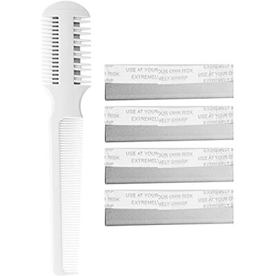 Shanrya Pet Hair Trimmer Comb, Pet Hair Cutting Comb, Pet Split End Trimmer, Pet Hair Cutting Tools, Grooming Thinning Dog Cat Floating Hair Remover met 5 messen Shanrya Pet Hair Trimmer Comb, Pet Hair Cutting Comb, Pet Split End Trimmer, Pet Hair Cutting Tools, Grooming Thinning Dog Cat Floating Hair Remover met 5 messen