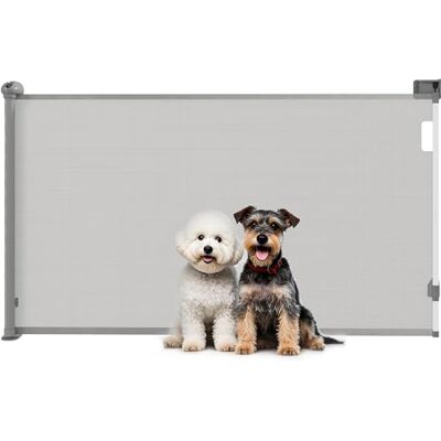 Pawhut Veiligheidshek voor honden, intrekbaar, 149 cm, grijs Pawhut Veiligheidshek voor honden, intrekbaar, 149 cm, grijs