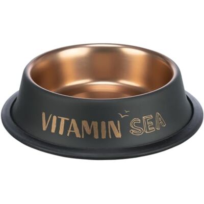 TRIXIE BE Nordic 24304 Moderne voerbak van roestvrij staal met antislip rubberen coating voor grote honden, zwart/brons, Ø 19 cm, 450 ml TRIXIE BE Nordic 24304 Moderne voerbak van roestvrij staal met antislip rubberen coating voor grote honden, zwart/brons, Ø 19 cm, 450 ml