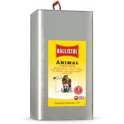 Ballistol ANIMAL 26530 verzorgingsolie voor huisdieren, 5 liter, hoef-, staart- en vachtverzorging voor honden, katten, paarden, binnenplaats, huisdieren Ballistol ANIMAL 26530 verzorgingsolie voor huisdieren, 5 liter, hoef-, staart- en vachtverzorging voor honden, katten, paarden, binnenplaats, huisdieren