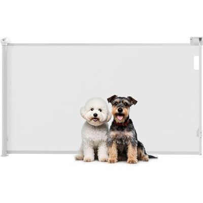 Pawhut Veiligheidshek voor honden, intrekbaar, 149 cm, wit Pawhut Veiligheidshek voor honden, intrekbaar, 149 cm, wit