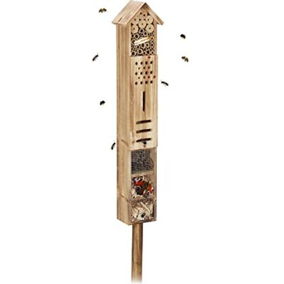 Relaxdays Insectenhotel met grondpen, schuilplaats voor vlinders, van hout, HLP: 150 x 15,5 x 11 cm, voor tuin, natuur Relaxdays Insectenhotel met grondpen, schuilplaats voor vlinders, van hout, HLP: 150 x 15,5 x 11 cm, voor tuin, natuur