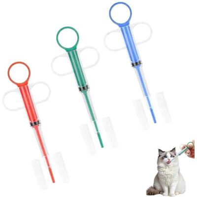XinYangMao 3 stuks medicijndispenser voor katten met zachte siliconen mondstuk, pillenafdekking en opbergdoos voor tabletten en capsules XinYangMao 3 stuks medicijndispenser voor katten met zachte siliconen mondstuk, pillenafdekking en opbergdoos voor tabletten en capsules
