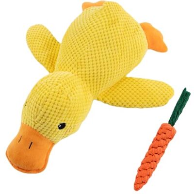 Generic Jouet canard interactif pour chien, peluche sonore et mordant, réconfortant, robuste, pour tous tailles, avec couineur et texture dentaire Generic Jouet canard interactif pour chien, peluche sonore et mordant, réconfortant, robuste, pour tous tailles, avec couineur et texture dentaire