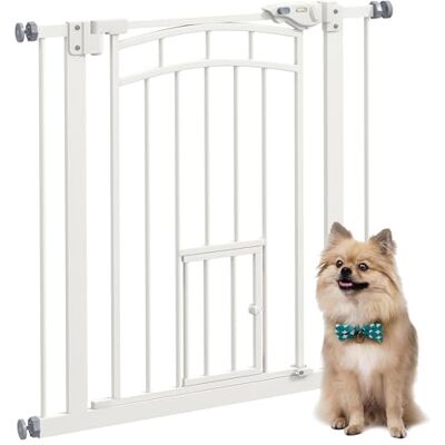 Pawhut Veiligheidshek voor honden, traphekje met drukbevestiging zonder boren, automatische sluiting, dubbel vergrendelingssysteem, 74 tot 80 cm, staal, wit Pawhut Veiligheidshek voor honden, traphekje met drukbevestiging zonder boren, automatische sluiting, dubbel vergrendelingssysteem, 74 tot 80 cm, staal, wit