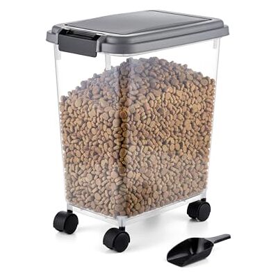 Relaxdays Droogvoer met wielen en schep, 20 l, h 43,5 cm x b 37 cm x d 24,5 cm, transparant Relaxdays Droogvoer met wielen en schep, 20 l, h 43,5 cm x b 37 cm x d 24,5 cm, transparant