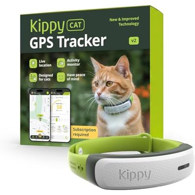 KIPPY Cat V2 GPS-halsband voor katten, locator en tracker voor gezondheid en activiteit met anti-verstikkingssysteem, creëer virtuele grenzen KIPPY Cat V2 GPS-halsband voor katten, locator en tracker voor gezondheid en activiteit met anti-verstikkingssysteem, creëer virtuele grenzen
