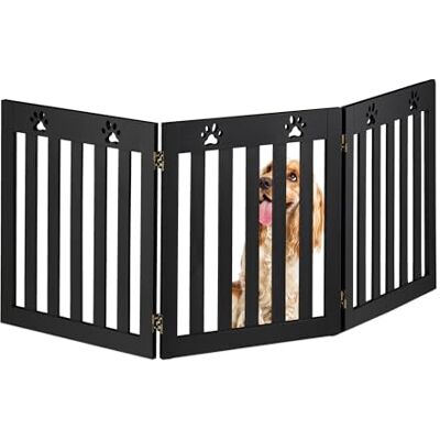 Relaxdays Veiligheidshekje voor honden, beschermingsrooster, 60 x 153 cm, MDF, opvouwbaar, zwart Relaxdays Veiligheidshekje voor honden, beschermingsrooster, 60 x 153 cm, MDF, opvouwbaar, zwart