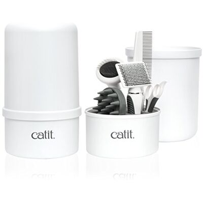 Catit Borstelset Voor Kat Met Korte Of Lange Haren Shorthair Of Longhair Grooming Kit Voor Katten, Kortharig, Wit Catit Borstelset Voor Kat Met Korte Of Lange Haren Shorthair Of Longhair Grooming Kit Voor Katten, Kortharig, Wit