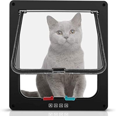 Sailnovo kattenklep hondenklep 4-weg magneetsluiting voor katten en kleine honden hondendeur kattendeur huisdierklep, X-Large, zwart Sailnovo kattenklep hondenklep 4-weg magneetsluiting voor katten en kleine honden hondendeur kattendeur huisdierklep, X-Large, zwart