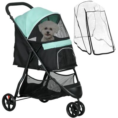 Pawhut 2-in-1 kinderwagen, opvouwbaar, voor honden en katten, tot 10 kg Kattenwagen, kussen, netvenster, deuren, opbergmand, kattenwagen, buggy Pawhut 2-in-1 kinderwagen, opvouwbaar, voor honden en katten, tot 10 kg Kattenwagen, kussen, netvenster, deuren, opbergmand, kattenwagen, buggy