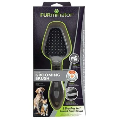 Furminator Vachtverzorging 2-In-1 Borstel voor Katten en Honden, Grijs Furminator Vachtverzorging 2-In-1 Borstel voor Katten en Honden, Grijs