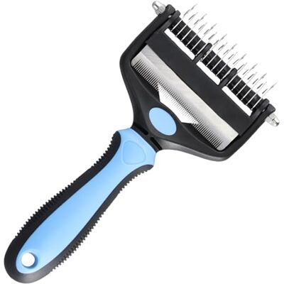 Culinavog 2-in-1 ondervachtborstel voor honden, katten en honden, ondervachtborstel voor lang en kort haar, dubbelzijdig, 9 + 17 ronde tanden, haarbescherming en klitverwijdering, blauw Culinavog 2-in-1 ondervachtborstel voor honden, katten en honden, ondervachtborstel voor lang en kort haar, dubbelzijdig, 9 + 17 ronde tanden, haarbescherming en klitverwijdering, blauw