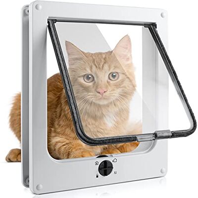 Sailnovo Kattendeur met 4-weg magneetsluiting, deur voor huisdieren voor katten en kleine honden, deur voor katten met tunnel (wit, M 19,5 x 22,5 x 6 cm) Sailnovo Kattendeur met 4-weg magneetsluiting, deur voor huisdieren voor katten en kleine honden, deur voor katten met tunnel (wit, M 19,5 x 22,5 x 6 cm)