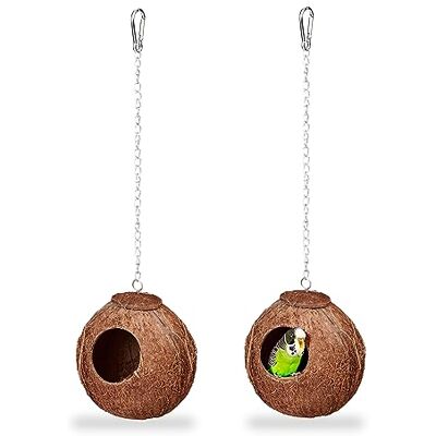 Relaxdays Set van 2 nestkasten van kokosnoot, 14 x 12,5 x 12 cm, vogelnest, parkieten en kanaries, naturel Relaxdays Set van 2 nestkasten van kokosnoot, 14 x 12,5 x 12 cm, vogelnest, parkieten en kanaries, naturel
