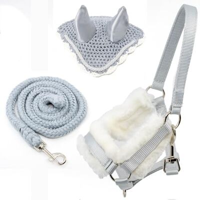 Hobby Horse Land Hobby accessoireset voor Hobby Horse halsband, grijs, met koord en insectenbescherming, zilvergrijs, maat A4 en A3 Hobby Horse Land Hobby accessoireset voor Hobby Horse halsband, grijs, met koord en insectenbescherming, zilvergrijs, maat A4 en A3