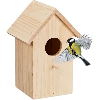Relaxdays Vogelhuisje voor buiten (kolenmees enz.), opvouwbaar, natuurlijk hout, om op te hangen, natuur Relaxdays Vogelhuisje voor buiten (kolenmees enz.), opvouwbaar, natuurlijk hout, om op te hangen, natuur