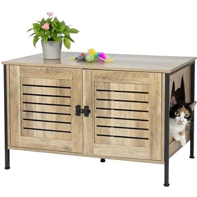 Relaxdays Kattenbak met slot, scheidingswand, ingang, verborgen kattenbak, h x b x d: 50,5 x 80 x 45 cm, bruin Relaxdays Kattenbak met slot, scheidingswand, ingang, verborgen kattenbak, h x b x d: 50,5 x 80 x 45 cm, bruin