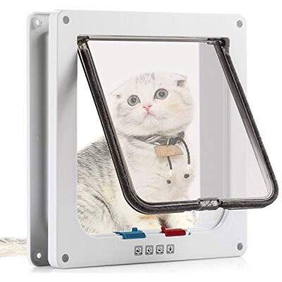 Sailnovo Linhuy kattenklep hondenklep 4-weg magneetsluiting voor katten en kleine honden hondendeur kattendeur huisdierklep, wit (M) Sailnovo Linhuy kattenklep hondenklep 4-weg magneetsluiting voor katten en kleine honden hondendeur kattendeur huisdierklep, wit (M)