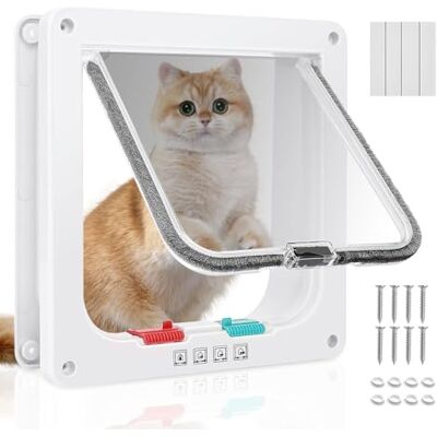 Nokwocy Grote kattenluik (buitenmaat 25 x 23,5 cm), 4-weg vergrendeling, grote kattendeur, binnendeur, kattenluik voor honden, buitendeur, kattendeur, kattendeur, krasbestendige kattendeur Nokwocy Grote kattenluik (buitenmaat 25 x 23,5 cm), 4-weg vergrendeling, grote kattendeur, binnendeur, kattenluik voor honden, buitendeur, kattendeur, kattendeur, krasbestendige kattendeur