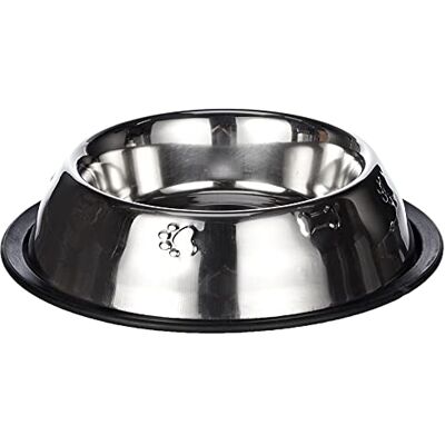 Arquivet Roestvrij stalen voerbak antislip versierd 450 ml / 20 cm antislip onderkant honden en katten voerbak voor huisdieren Arquivet Roestvrij stalen voerbak antislip versierd 450 ml / 20 cm antislip onderkant honden en katten voerbak voor huisdieren