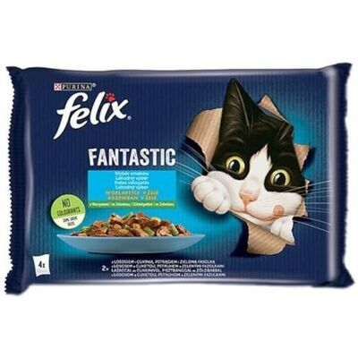 Felix Purina Kattenvoer zalm courgette sperziebonen 4 x 85 g Felix Purina Kattenvoer zalm courgette sperziebonen 4 x 85 g
