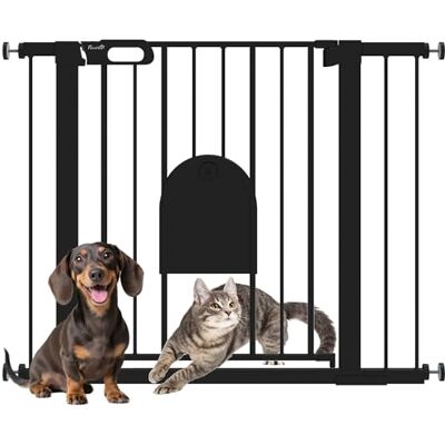 Pawhut Veiligheidshek voor dieren, 76 uur, hondenhek en kat, met deur, automatische sluiting, dubbel vergrendelingssysteem, drukbevestiging van 75 tot 103 cm, staal en ABS, zwart Pawhut Veiligheidshek voor dieren, 76 uur, hondenhek en kat, met deur, automatische sluiting, dubbel vergrendelingssysteem, drukbevestiging van 75 tot 103 cm, staal en ABS, zwart