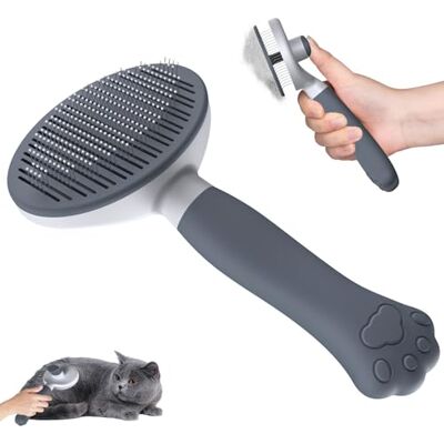 Zivacate Hondenborstel met korte en lange haren, ergonomische handgreep, reiniging met één klik, gepatenteerd design, voor kort en lang haar Zivacate Hondenborstel met korte en lange haren, ergonomische handgreep, reiniging met één klik, gepatenteerd design, voor kort en lang haar